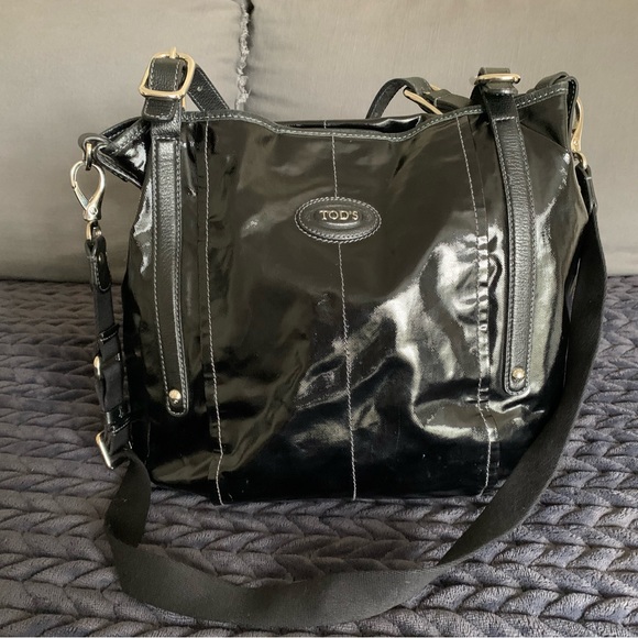Tod's Handbags - TOD’S G-Line Sacca Black Patent Leather Tote Crossbody Bag with Dust Bag